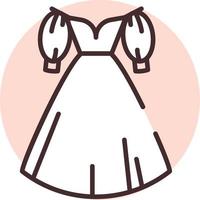 Event white wedding dress, icon, vector on white background.