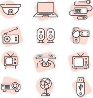 Electronic components, icon, vector on white background.