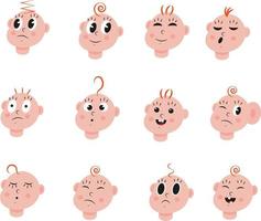 Baby mood icon set, icon, vector on white background.