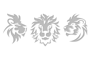 conjunto de logotipo de cabeza de león