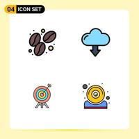 Set of 4 Modern UI Icons Symbols Signs for bean arrow cloud download computer Editable Vector Design Elements