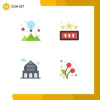 4 Universal Flat Icons Set for Web and Mobile Applications creative masjid strategy solution game moon Editable Vector Design Elements