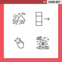 Set of 4 Modern UI Icons Symbols Signs for camping pinch column contract analysis process Editable Vector Design Elements