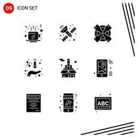 Solid Glyph Pack of 9 Universal Symbols of force offer tools hand percent Editable Vector Design Elements