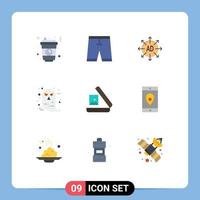 9 Universal Flat Color Signs Symbols of image ghost shorts face ad Editable Vector Design Elements