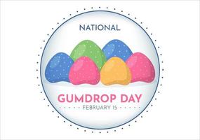 National Gumdrop Day on February 15 with Holiday of Delicious Sweets for Children in Flat Cartoon Background Hand Drawn Templates Illustration vector