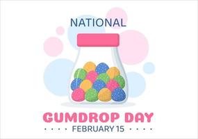 National Gumdrop Day on February 15 with Holiday of Delicious Sweets for Children in Flat Cartoon Background Hand Drawn Templates Illustration vector