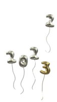 New Years Balloon 2022 fly away 2023 arrived all silver 3 gold png