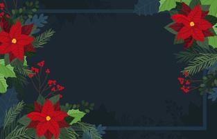 Red Poinsettias Flower Border Background vector