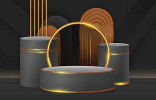 Elegant Minimalistic Black Gold Podium Background vector