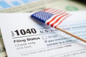 Tax form 1040 U.S. Individual Income Tax Return, business finance concept. photo