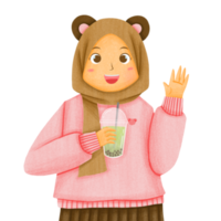 Cute Muslim Hijab Character png