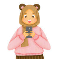 Cute Muslim Hijab Character png