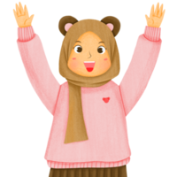 Cute Muslim Hijab Character png