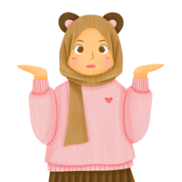 Cute Muslim Hijab Character png