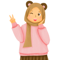 Cute Muslim Hijab Character png