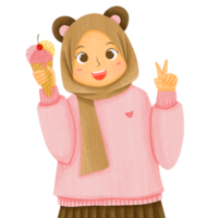 Cute Muslim Hijab Character png