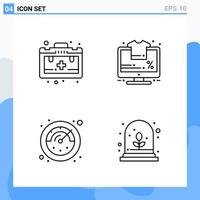 Modern 4 Line style icons. Outline Symbols for general use. Creative Line Icon Sign Isolated on White Background. 4 Icons Pack. vector