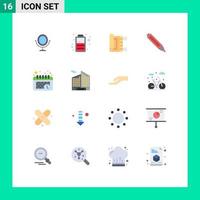 Set of 16 Modern UI Icons Symbols Signs for business time pray schedule pencil Editable Pack of Creative Vector Design Elements