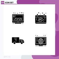 4 User Interface Solid Glyph Pack of modern Signs and Symbols of clock delivery computer time calendar transport Editable Vector Design Elements