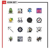 Modern Set of 16 Flat Color Filled Lines Pictograph of earrings message navigation communication code Editable Creative Vector Design Elements
