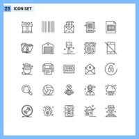 25 Thematic Vector Lines and Editable Symbols of document clipboard mail checklist threat Editable Vector Design Elements