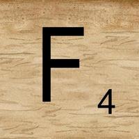 Watercolor illustration of Letter F in scrabble alphabet. Wooden scrabble tiles to compose your own words and phrases.