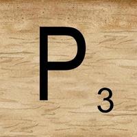 Watercolor illustration of Letter P in scrabble alphabet. Wooden scrabble tiles to compose your own words and phrases.