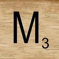 Watercolor illustration of Letter M in scrabble alphabet. Wooden scrabble tiles to compose your own words and phrases.