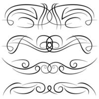 Set of vintage decorative curls, swirls, monograms and calligraphic borders. Line drawing design elements in black color on white background. Vector illustration.