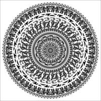 Ornament monochromatic card with mandala. Round ornamental vector shape isolated on white. Vector illustration in black and white colors.