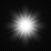 Light effect of lens flares. White glowing lights starburst effects with sparkles on a transparent background. Vector illustration