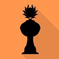 Champion cup in flat style with shadow. Championship prize for first place. Victory symbol. Vector illustration.