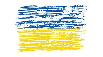 Ukrainian national flag in grunge style. Drawn by pen flag of Ukraine. Vector illustration