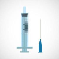 Syringe without injection and needle. Medical instrument. Single-use sterile syringe on a white background. Vector illustration.