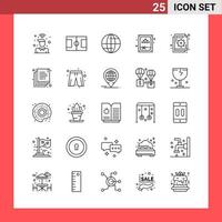 25 Icon Pack Line Style Outline Symbols on White Background. Simple Signs for general designing. vector