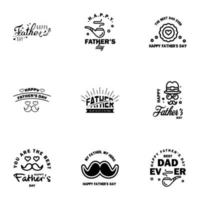 Happy fathers day 9 Black vintage retro type font Illustrator eps10 Editable Vector Design Elements