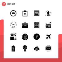 Editable Vector Line Pack of 16 Simple Solid Glyphs of programming develop seo coding direction Editable Vector Design Elements