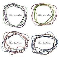 Set of Multicolored Hand Drawn Scribble in Elliptical Form vector