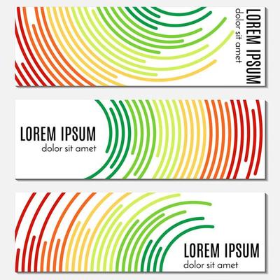 Set of colorful abstract header banners with curved lines and place for text. Vector backgrounds for web design.