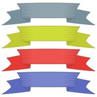 Set of four multicolor ribbons and banners for web design. Great design element isolated on white background. Vector illustration.