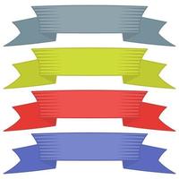 Set of four multicolor ribbons and banners for web design. Great design element isolated on white background. Vector illustration.