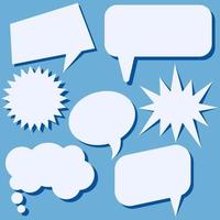 Set of speech bubbles without phrases on blue background. Vector illustration.