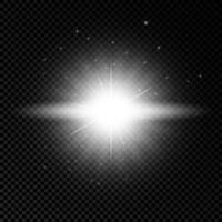 Light effect of lens flares. White glowing lights starburst effects with sparkles on a transparent background. Vector illustration