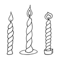 Burning candle set. Doodle illustration. Hand drawn clipart for card, logo, design