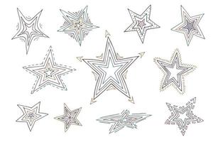 Vector hand drawn star clipart. Doodle set for print, web, greeting card, design, decor