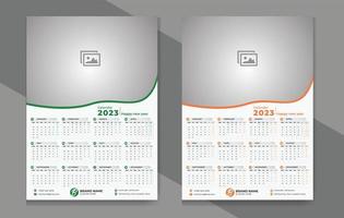 One Page Wall Calendar Design, Calendar Design, 2023 Calendar Design vector