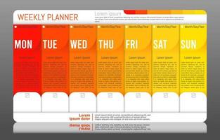 plantilla de calendario planificador y línea de tiempo semanal vector