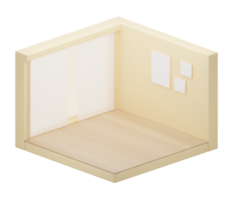 3D Isometric of empty room, room with window, frame. 3D rendering