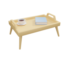 3D wooden tray coffee png